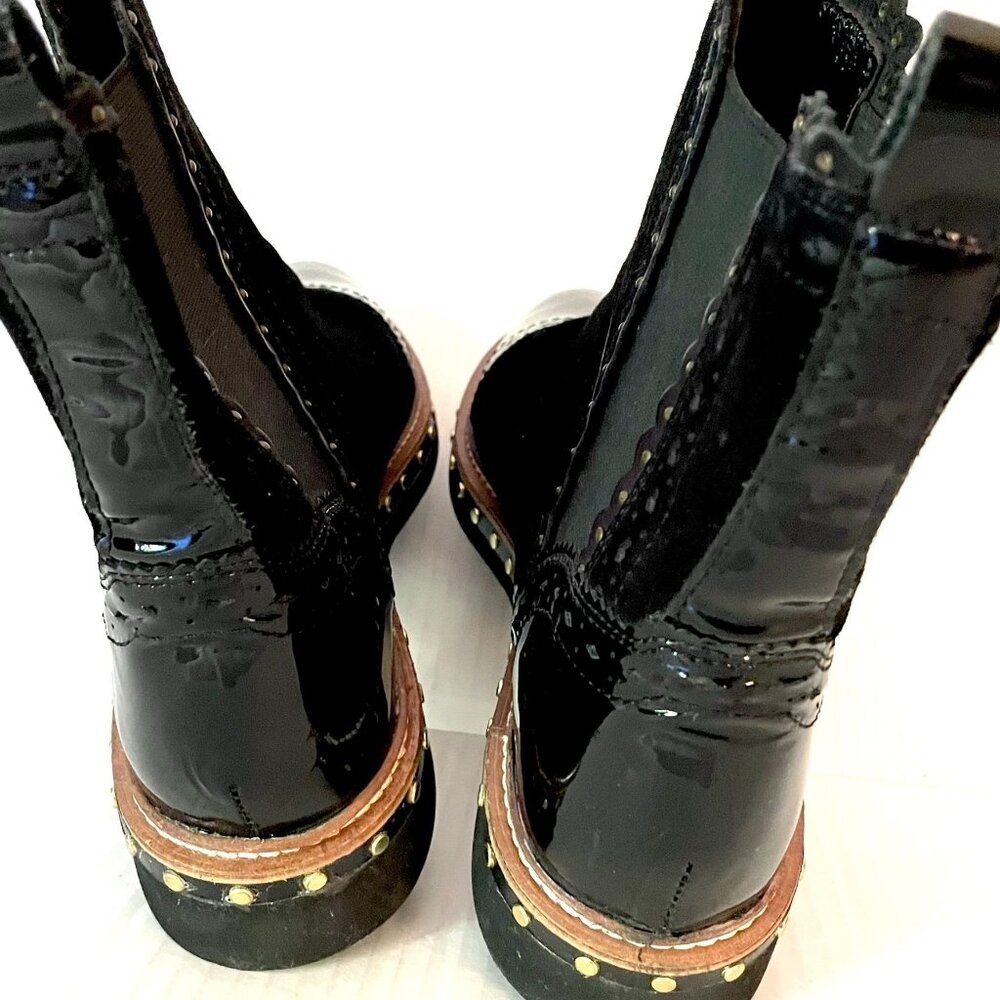 Free People Atlas Black Suede Leather Studded Chelsea Moto Ankle Boots - Picture 8 of 15